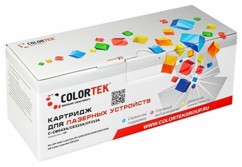 Картридж лазерный Colortek Cb543a/ce323a/cf213a пурпурный для принтеров HP и Canon .