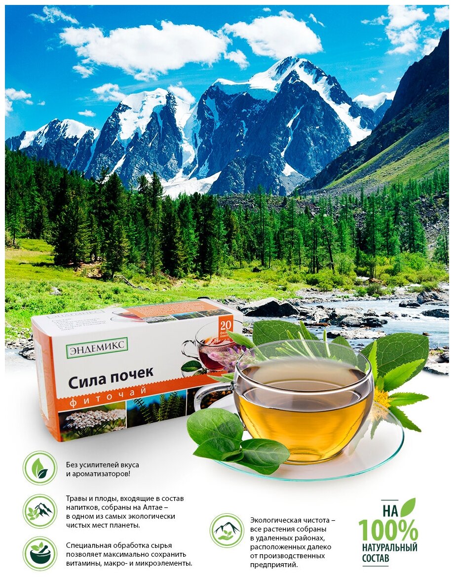 Травяной чай Эндемикс в пакетиках почечный, противовоспалительный, мочегонный для почек и мочеполовой системы,детокс, 20 шт. - фотография № 4