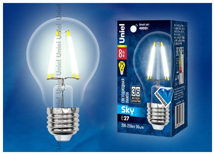 Лампа LED E27 8Вт A60-8W/NW/CL Uniel