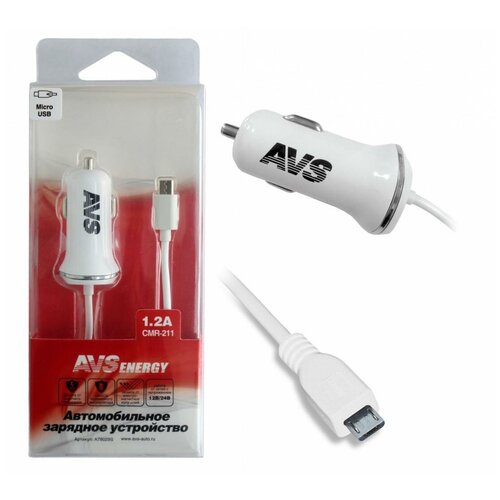 Автомобильное зарядное устройство AVS с micro USB CMR-211