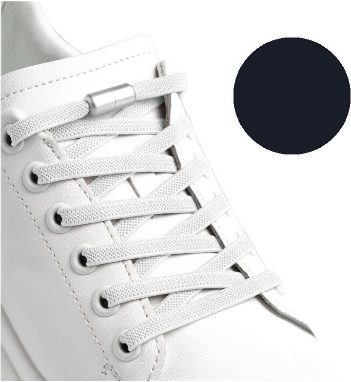 Шнурки эластичные с фиксатором для обуви , 100см, толщина 3 мм , цвет Черные