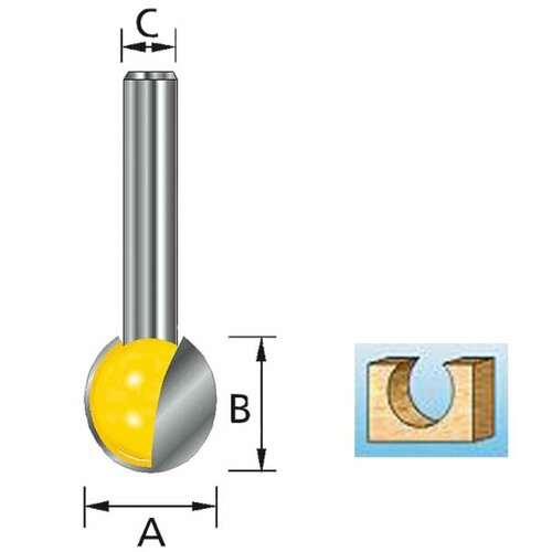 Фреза шаровидная 9,52R 19,05х19,05х8х32х2Т Makita D-10964