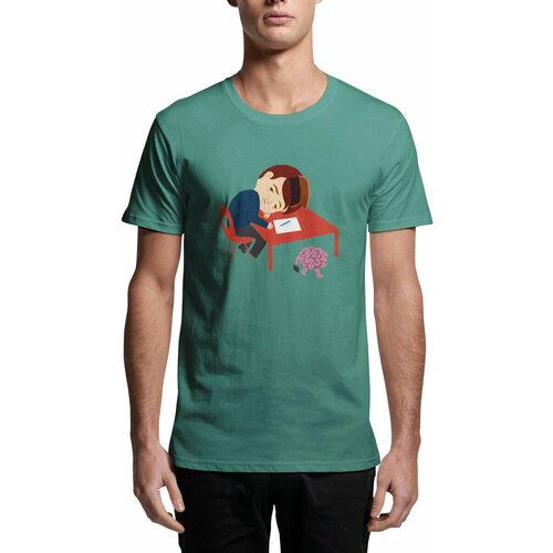 фото Футболка errror, хлопок, принт печать, размер xl, зеленый