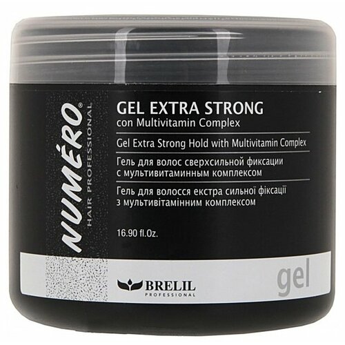 Brelil Professional Numero гель с комплексом мультивитаминов Gel Extra Strong, экстрасильная фиксация, 500 мл