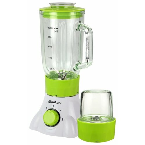 Блендер стационарный Sakura SA-6216MGR 600 Вт чаша 1 л кофемолка бело-зелёный 124900₽