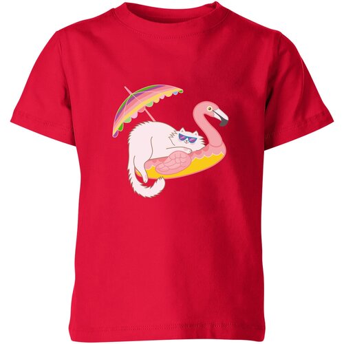 Футболка Us Basic, размер 8, красный мужская футболка кот на надувном плоту фламинго лето отпуск m желтый