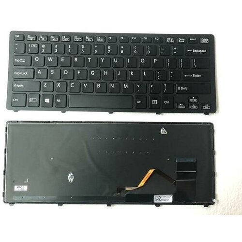 клавиатура для ноутбука sony svf14n flip p n 149263721us d13c27020341 серебристая с подстветкой Клавиатура для ноутбука Sony Vaio SVF14N Flip черная, с рамкой, с подсветкой