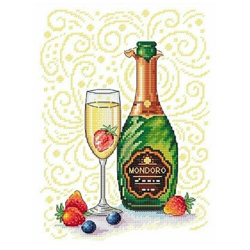 Набор для вышивания Сделано с любовью Шампанское открыла! 18x24 см, Напитки Ягоды Еда