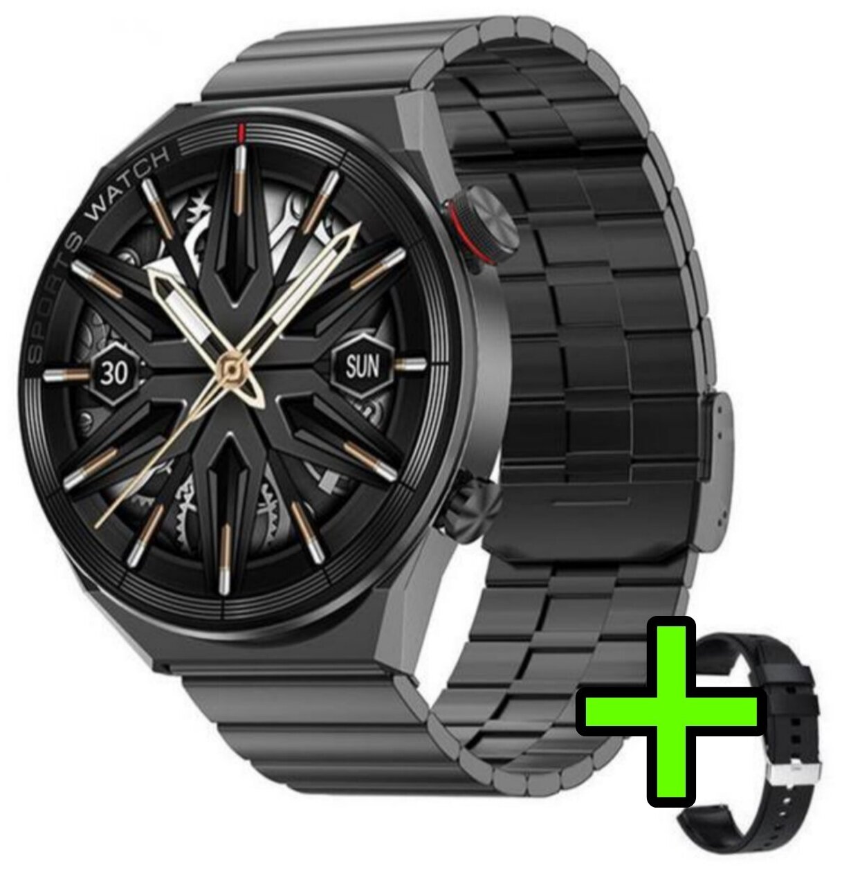 Умные смарт-часы GT3 Max с сенсорным экраном / Черные / Smart Watch 1.5 Экран AMOLED HD / Bluetooth, NFC, GPS, беспроводная зарядка