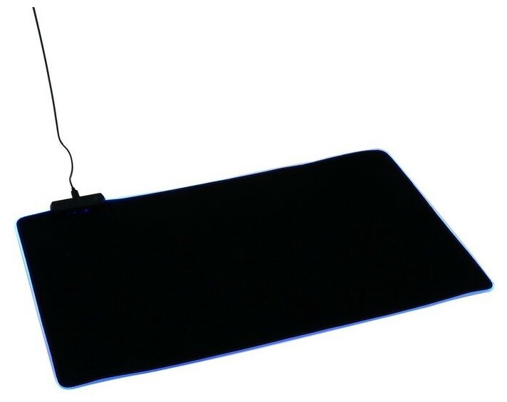 Коврик для мыши, 60х35х0.3 см, с подсветкой RGB, USB, черный 7871461