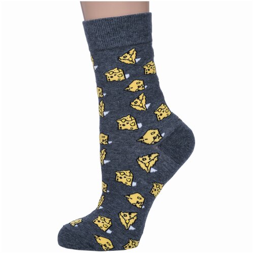 фото Носки unisex hobby line рис. 04-12-02, темно-серые "сыр маасдам", размер 36-40