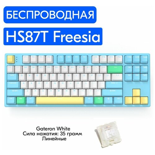 Беспроводная игровая механическая клавиатура HELLO GANSS HS87T Freesia переключатели Gateron White английская раскладка 999000₽