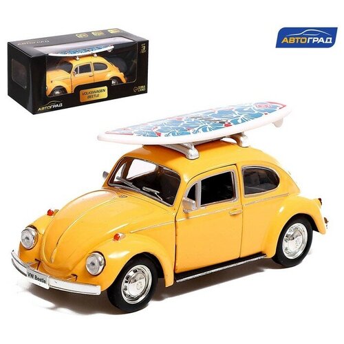 Машина металлическая VOLKSWAGEN BEETLE 1967, 1:32, открываются двери, инерция, цвет жёлтый