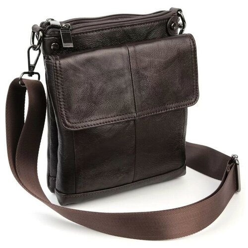 фото Мужская кожаная сумка через плечо p0223s браун (121319) fuzi house