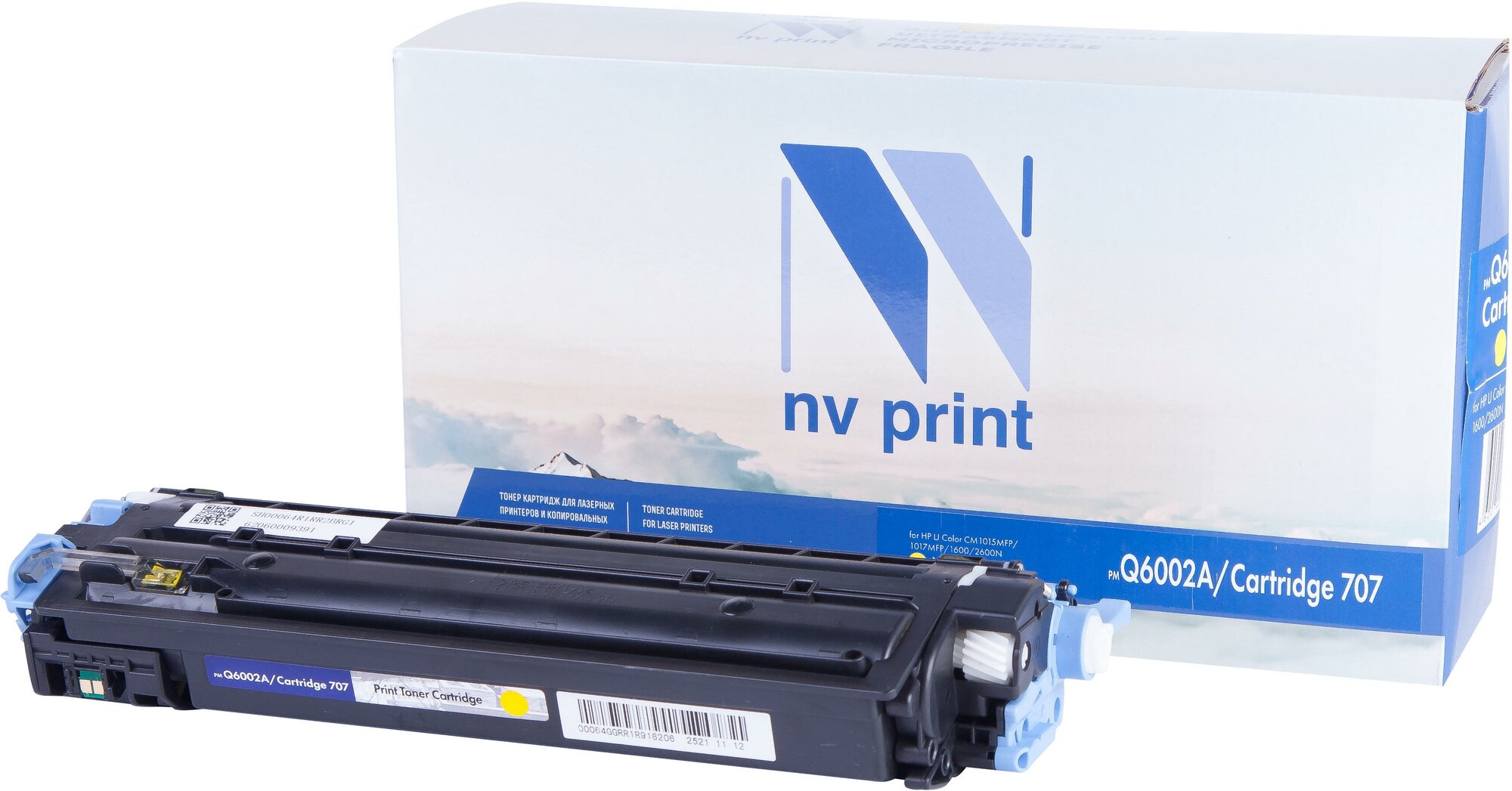 Картридж NV Print совместимый Q6002A/Can707 для HP LJ Color CM1015MFP/1017MFP/1600/2600N (желтый) {36386}