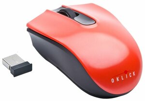 Беспроводная компактная мышь OKLICK 565SW Black Cordless Optical Mouse Red-Black USB
