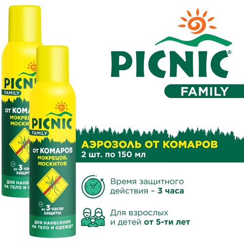 Арнест Picnic Family Аэрозоль от комаров 150 мл(2 шт)