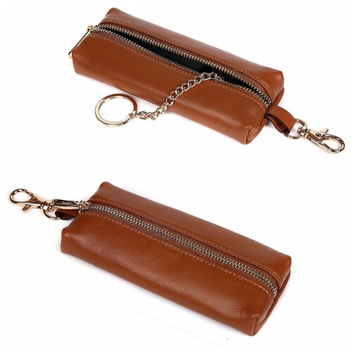 Ключница FABRETTI, натуральная кожа, отделение для денежных купюр, отделение для карт, отделение для монет, подарочная упаковка, коричневый