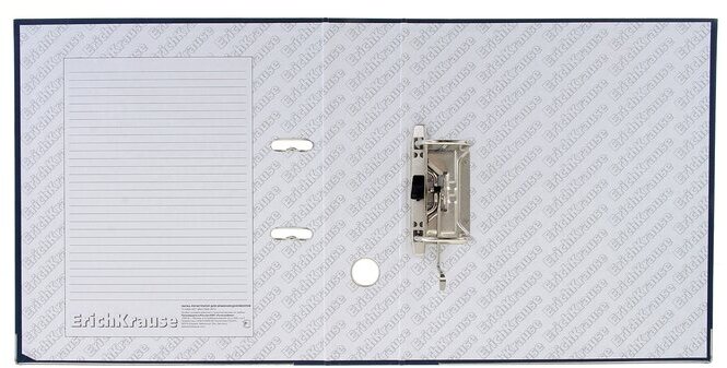 ErichKrause Папка-регистратор А4, 70 мм, "Бизнес", собранная, синяя, пластиковый карман, металлический кант, картон 2 мм, вместимость 450 листов