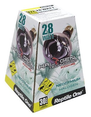 [282.R1-46675] Reptile One Halogen Heat Lamp Neodymium Daylight 28W - Неодим. галоген. лампа для терр. Е27 28 Вт (1 шт)