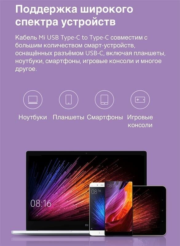 Кабель USB Type-C(m) / USB Type-C(m) Xiaomi (SJV4108GL) 1.5m белый - фотография № 16
