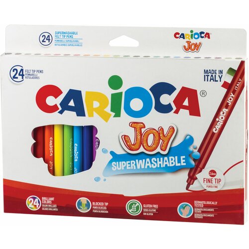 Фломастеры CARIOCA (Италия) «Joy», 24 цвета, суперсмываемые, вентилируемый колпачок, картонная коробка, 40615