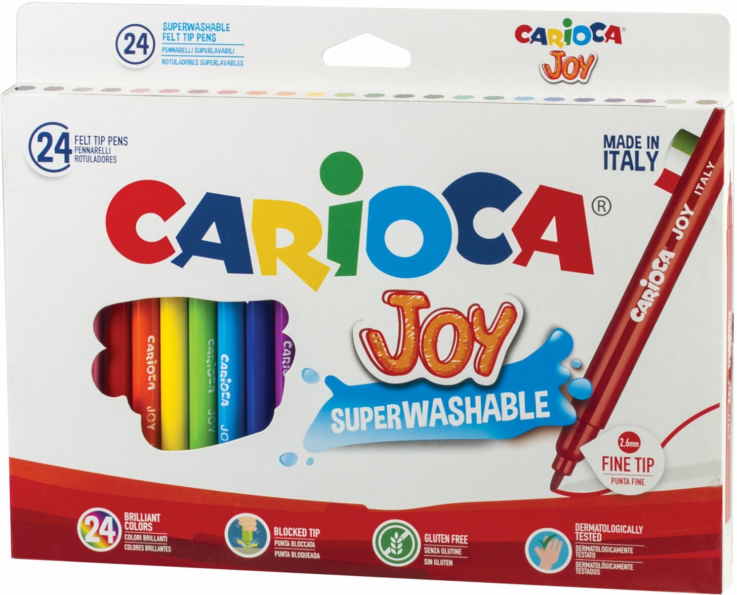 Фломастеры CARIOCA (Италия) "Joy", 24 цвета, суперсмываемые, вентилируемый колпачок, картонная коробка, 40615 Комплект - 2 шт.