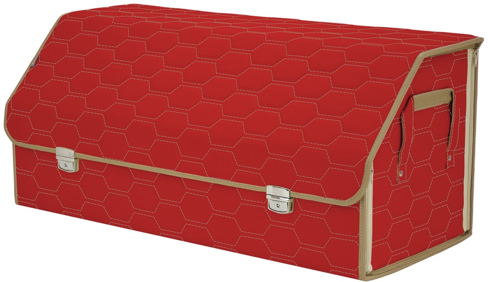 Органайзер-саквояж в багажник "Союз Премиум" (размер XXL). Цвет: красный с бежевой прострочкой Соты.