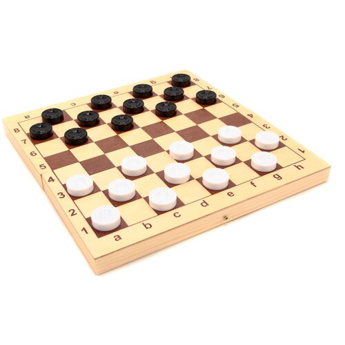 Настольная игра Фабрика Игр Шашки пластмассовые в деревянной доске (290х290х23)