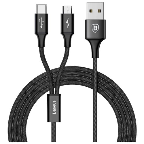 фото Кабель Baseus Rapid Series 2-in-1 USB - microUSB/USB Type-C 1.2 м черный