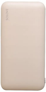 Внешний аккумулятор Solove Power Bank 10000mAh Type-C с 2xUSB выходом, кожаный чехол (001M+ Beige), бежевый