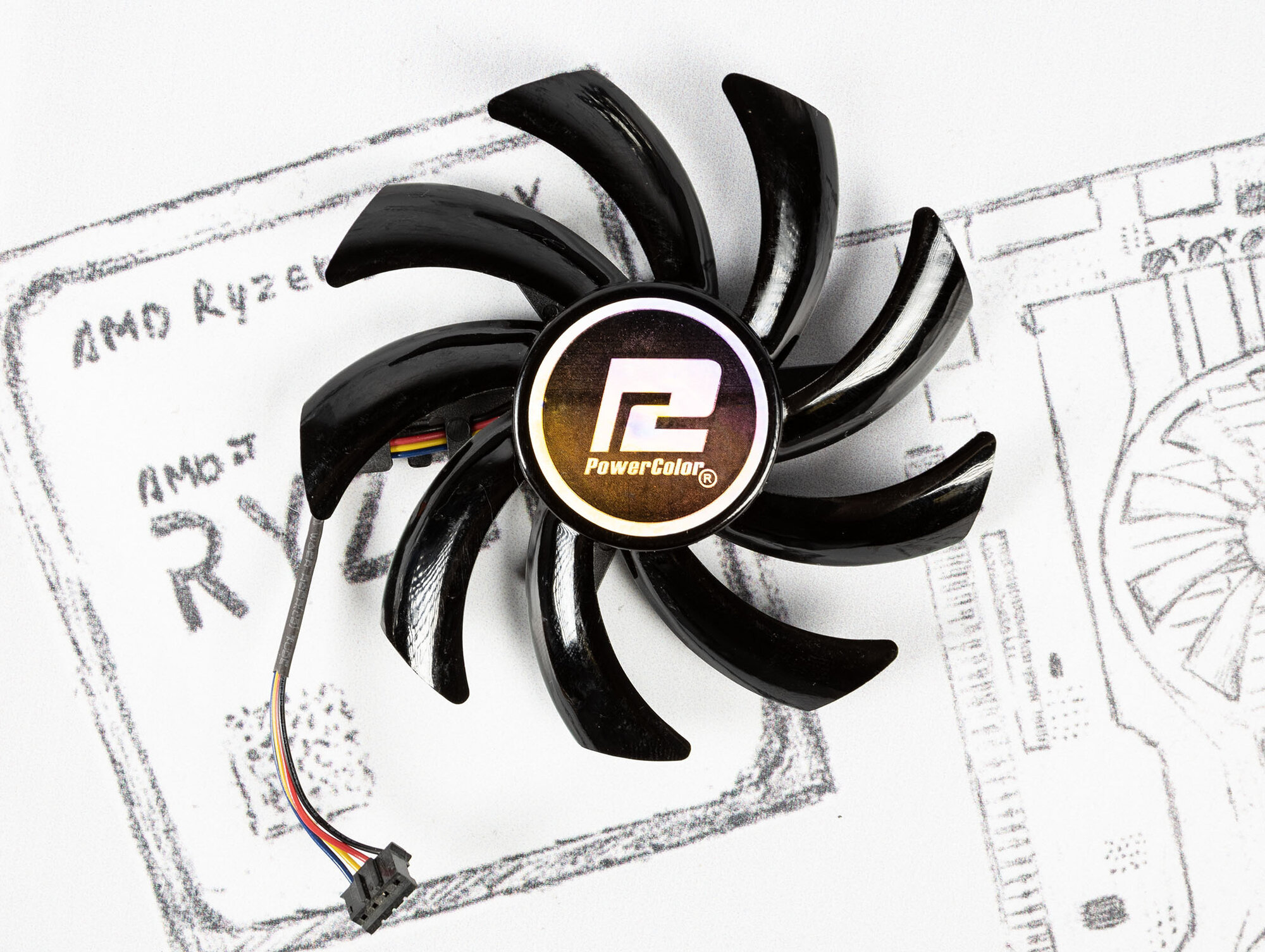 Вентилятор для видеокарты PowerColor RX 5700 ⌀85мм S 40mm T129215SU №1