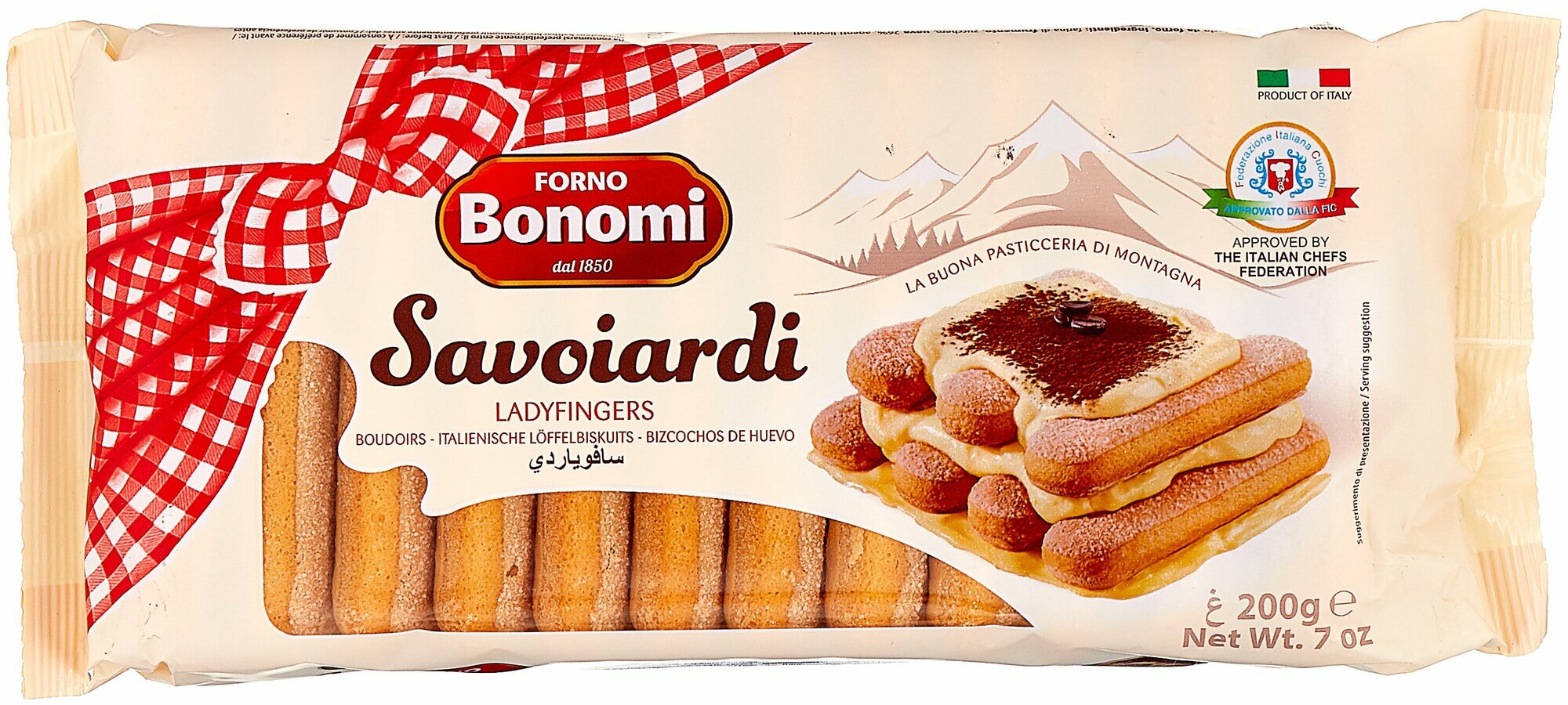 Печенье Forno Bonomi Савоярди, для тирамису, сахарное, 200 г