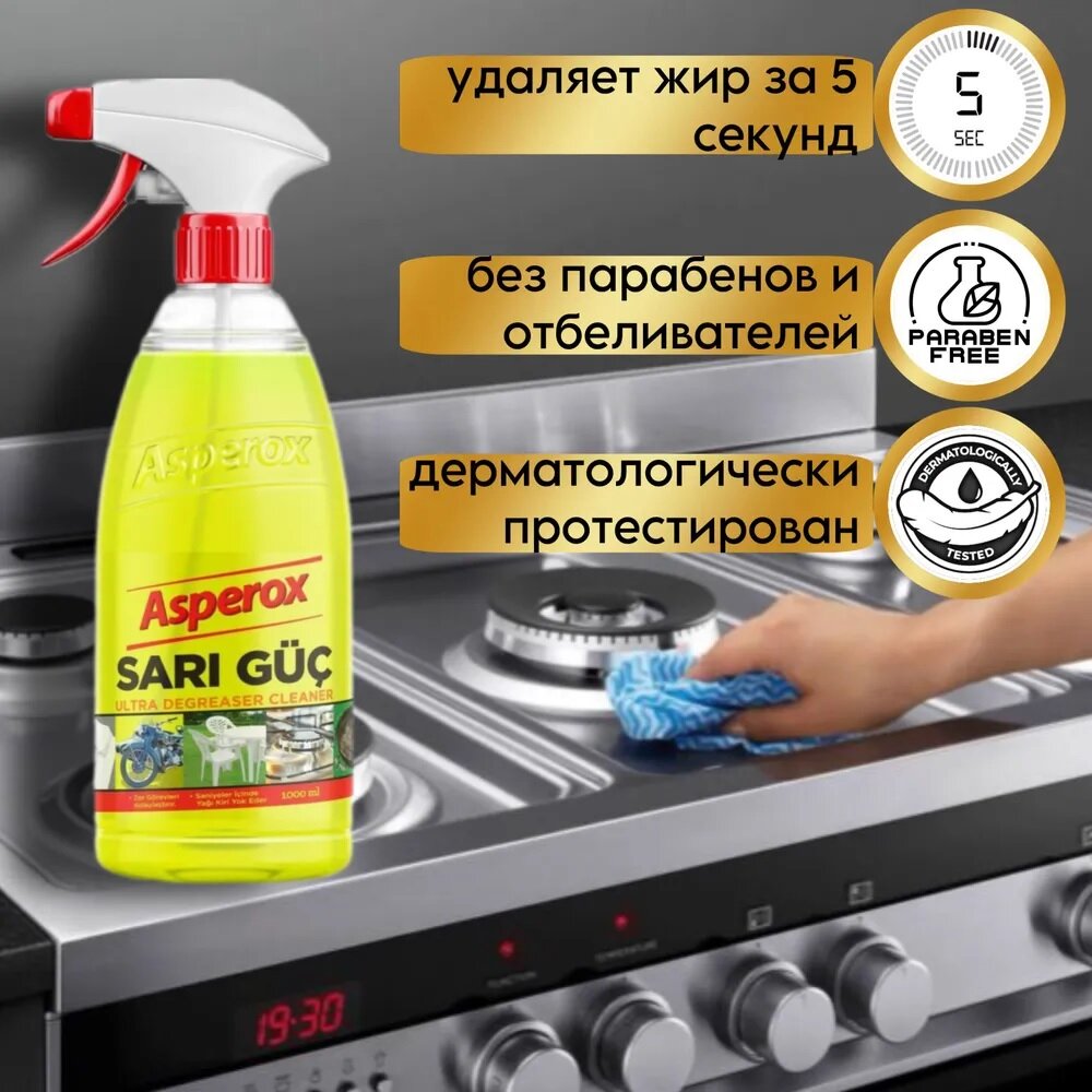 Чистящее средство Asperox "Анти-жир", универсальное, спрей, 1000мл — фото 1