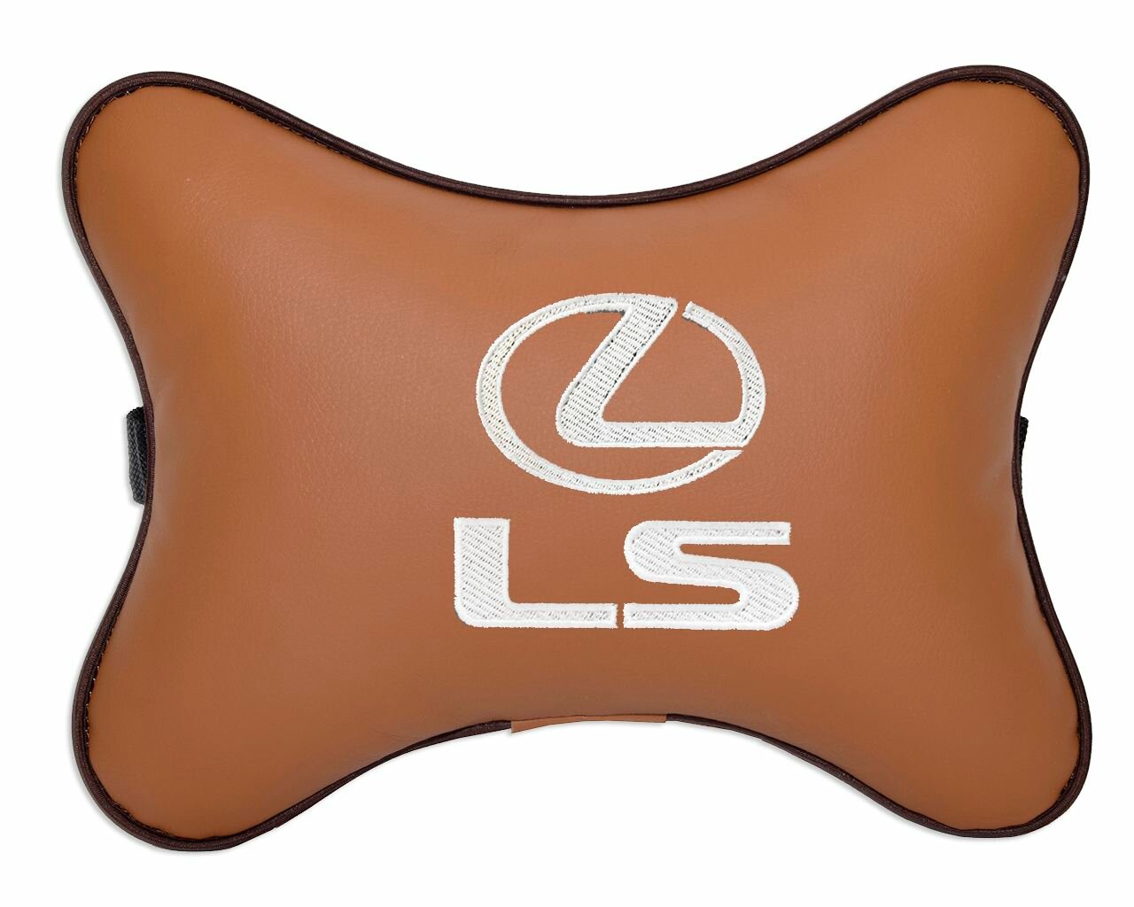 Подушка автомобильная на подголовник рыжая экокожа LEXUS LS