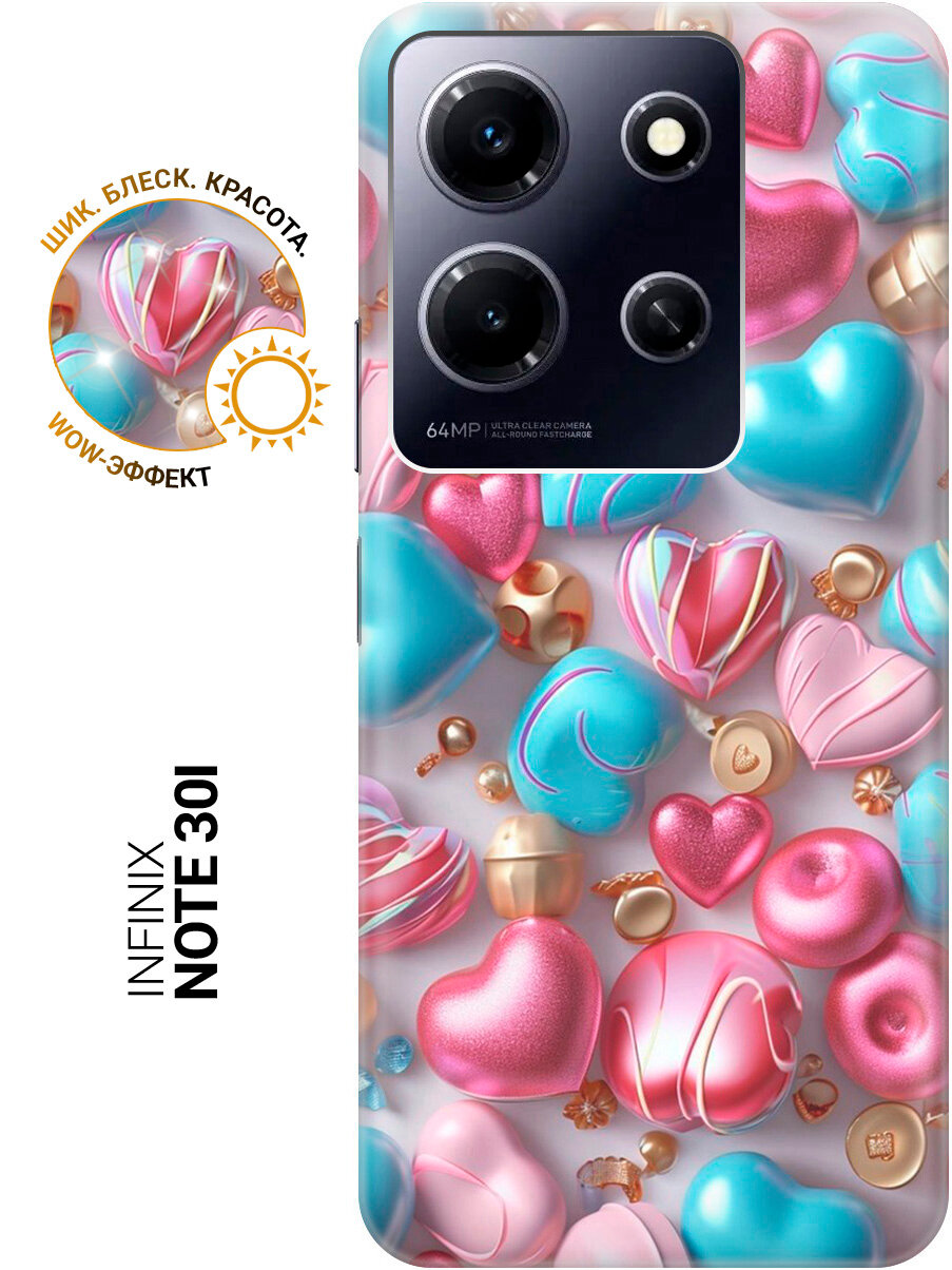 Силиконовый чехол на Infinix Note 30i с принтом "Конфеты и сердечки"