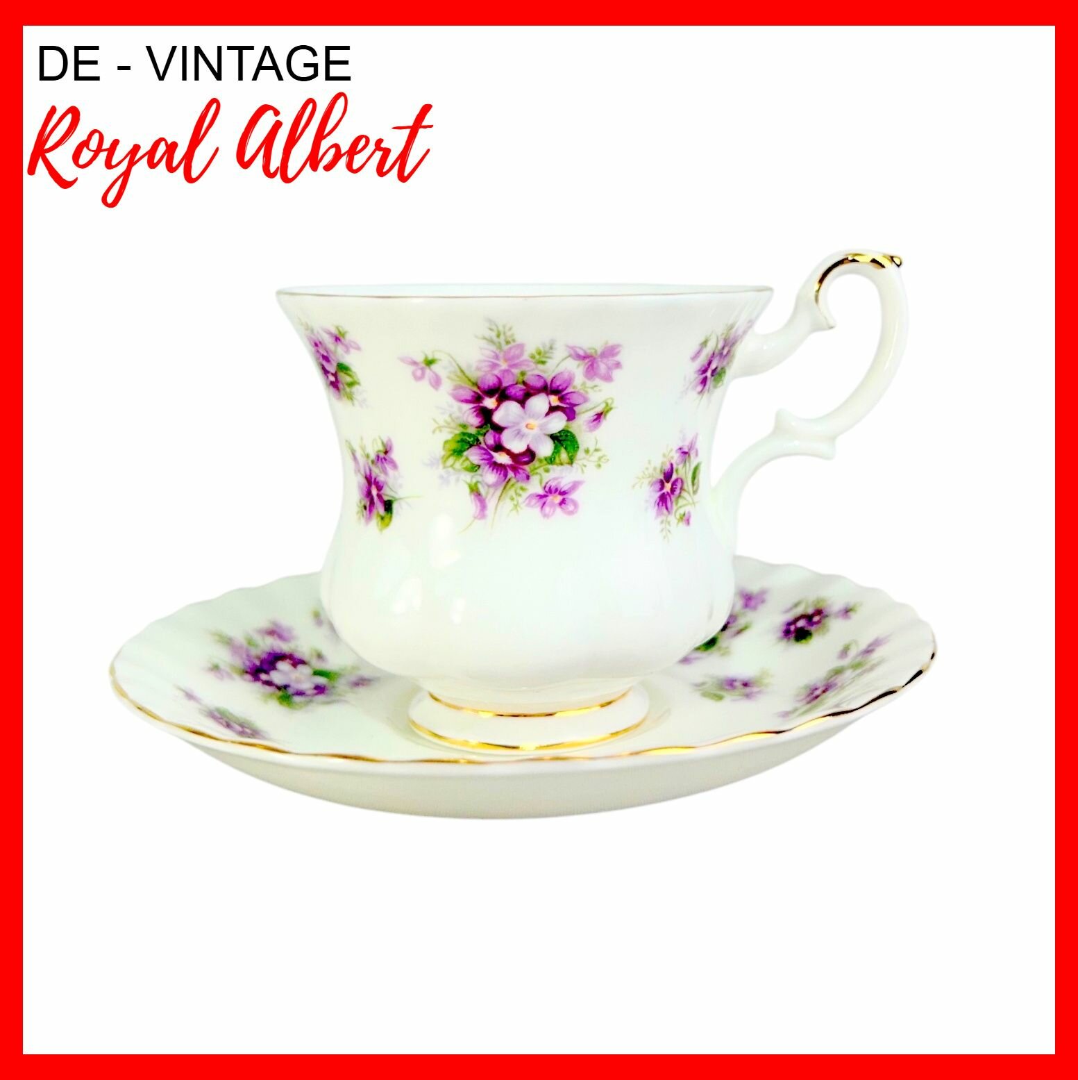 Кофейная винтажная пара Фиалки, Royal Albert. Англия