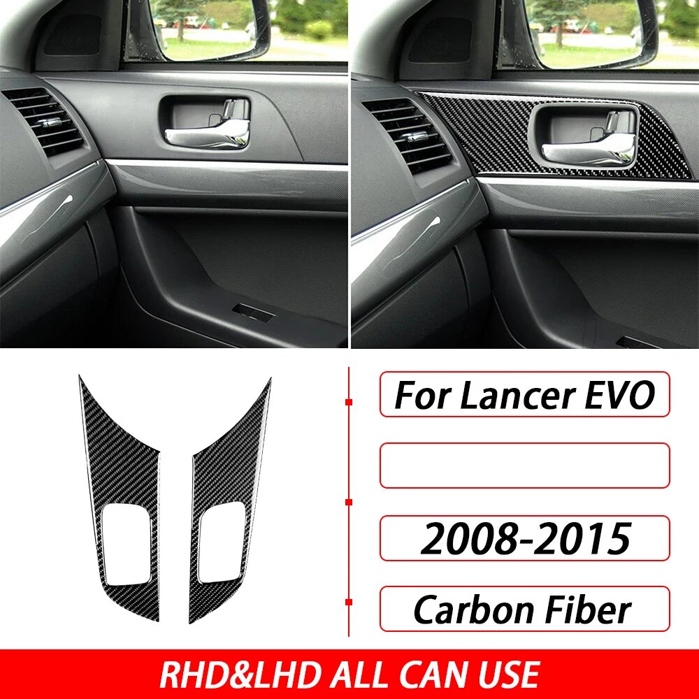 Для Mitsubishi Lancer EVO 2008-2015 углеродное волокно переключение передач рулевое колесо воздуховыпускное отверстие оконный подъемник Pnael Автомобильная наклейка для внутреннего интерьера, Black