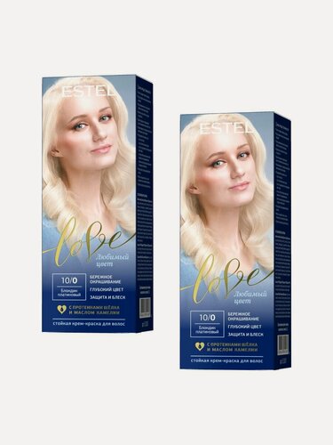 Изображение товара ESTEL Стойкая крем-краска LOVE, тон 10/0 Блондин платиновый (набор, 2шт.)