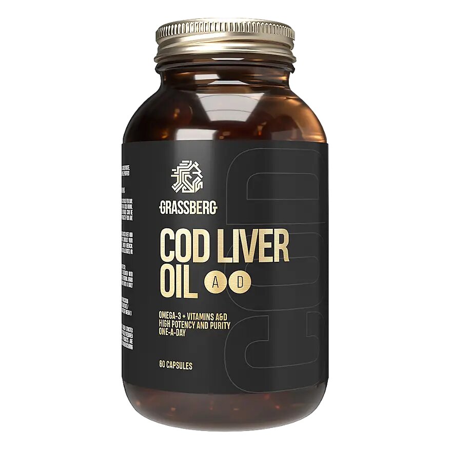 Grassberg Cod Liver Oil Масло Печени Трески+Витамин А, D капсулы массой 609 мг 60 шт