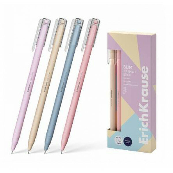 Ручка шариковая ErichKrause Slim Stick Tiramisu 0.7, цвет чернил синий 61045