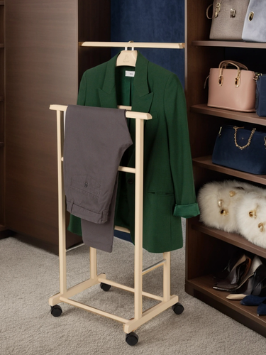 Изображение товара Вешалка напольная деревянная для одежды Прайм Дабл цвет слоновая кость