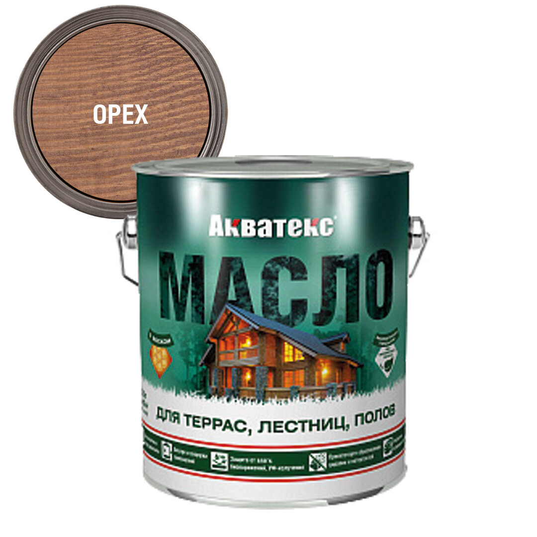Масло акватекс для террас алкидное матовое 25л орех