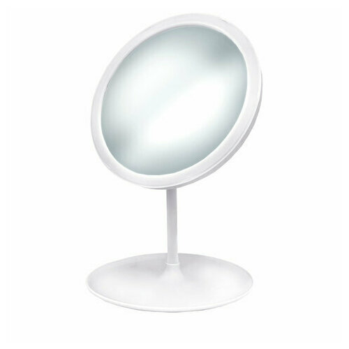 Зеркало настольное с LED подсветкой для макияжа диаметр 17см 3 режима свечения аккумулятор 1200 mAh цвет розовый WBZ 609331 1200₽