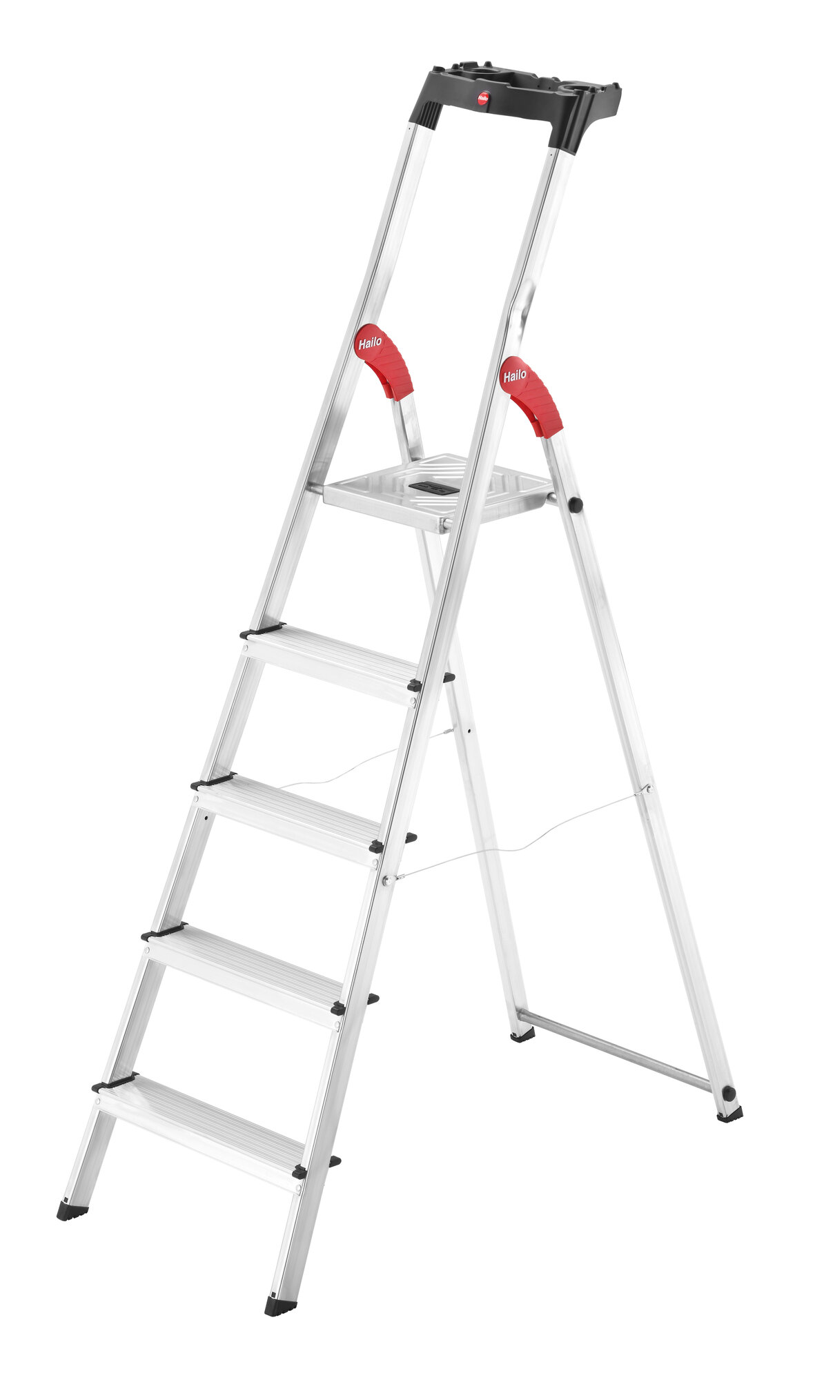Стремянка алюминиевая L60 StandartLine 5 ступеней с лотком для инструментов Hailo