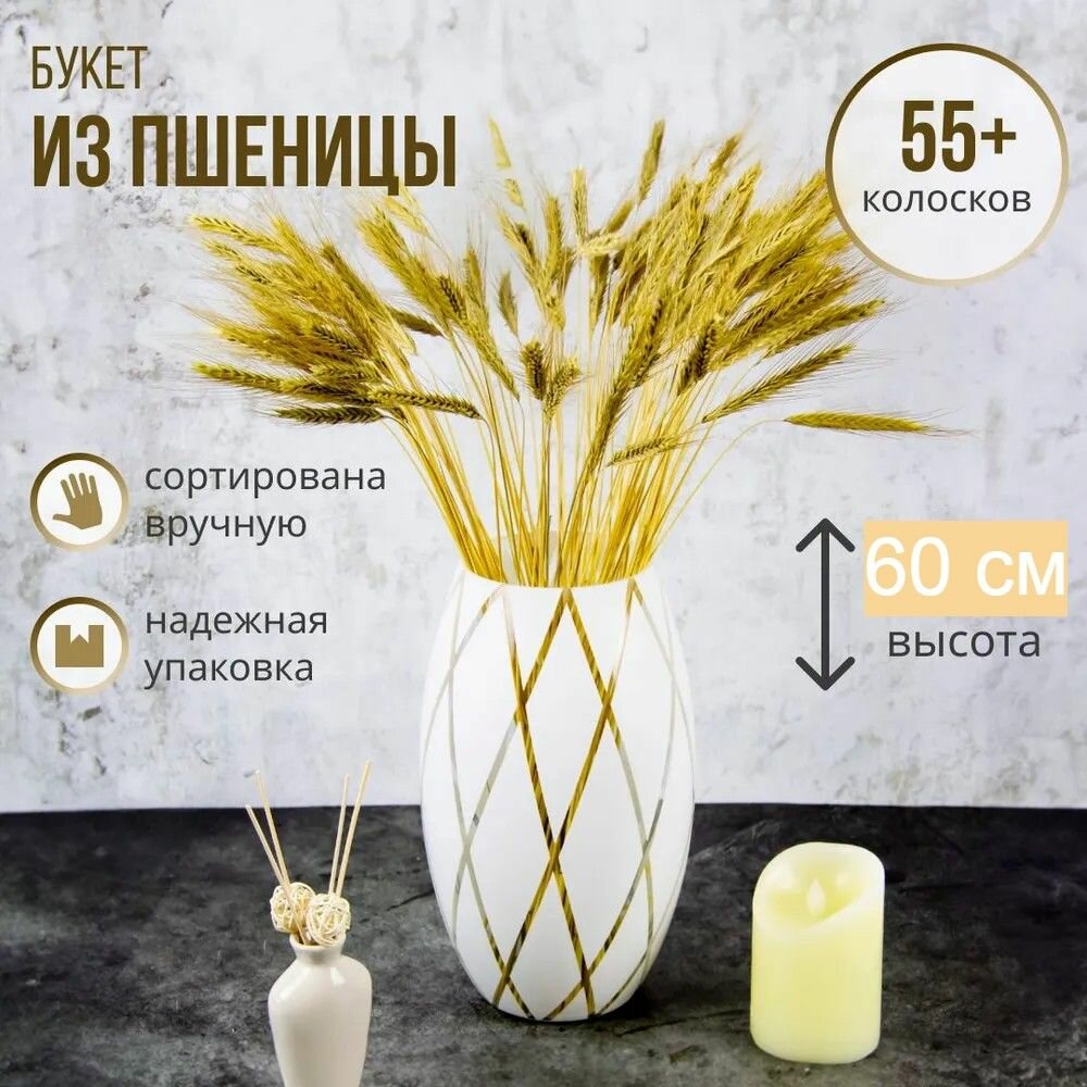 Букет пшеница тритикале 60 см  55+ колосков