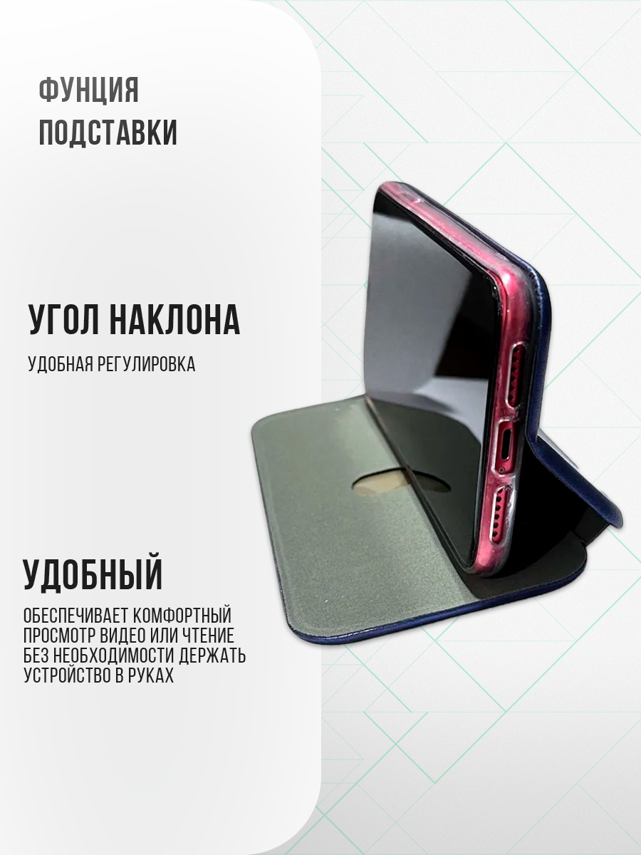 Чехол книжка для Realme 10 4G / Реалми 10 4G, синий. Противоударный чехол-книжка — фото 1