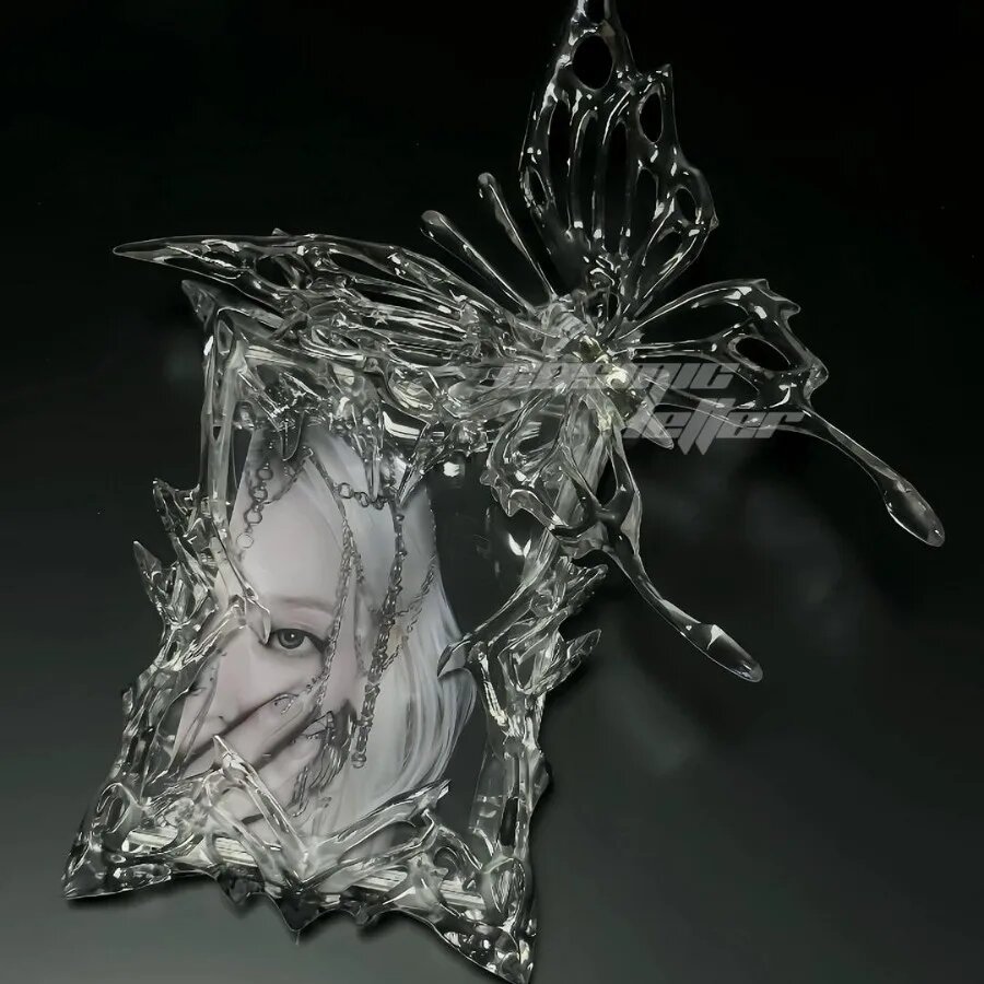 Держатель для фотокарт пластиковый прозрачный 3D бабочка