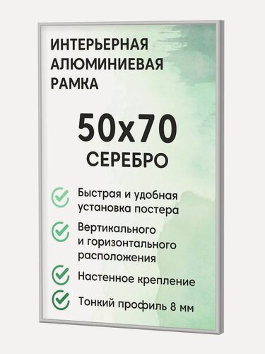 Изображение товара Фоторамка БС "ALTIRO", 50x70 см, алюминий/пластик, цвет серебро
