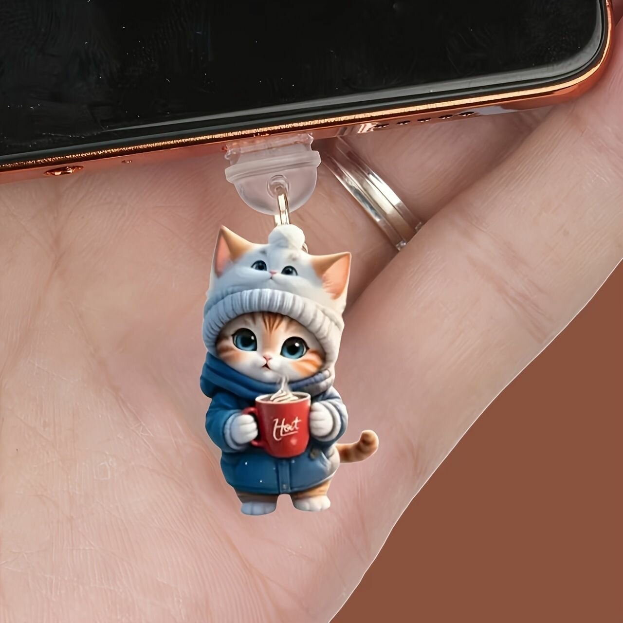 Трансграничная горячая 2D плоская пылезащитная заглушка Cute Cat для iPhone/Type-C и Android — фото 1